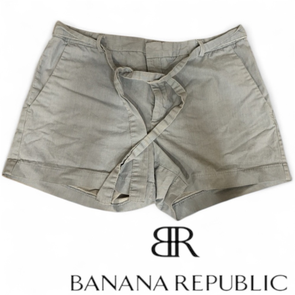 Banana Republic Light Blue Striped Shorts with Tie, Size 12